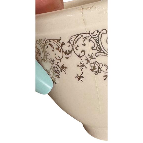 Vtg Nasco Ivory with Gold Floral Scroll Soup Fruit Cup Bowls Set of 5 2.75" Tall - Picture 10 of 10